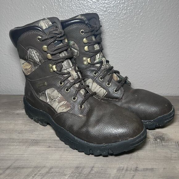 Game Winner Mens Waterproof Hunting Boots Leather / Camo Lace Up Size 10.5 - Picture 1 of 10